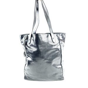 Ralph Lauren Black Snakeskin Embossed Leather Large Tote Bag Charm